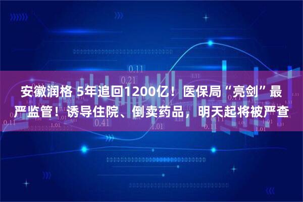安徽润格 5年追回1200亿！医保局“亮剑”最严监管！诱导住院、倒卖药品，明天起将被严查
