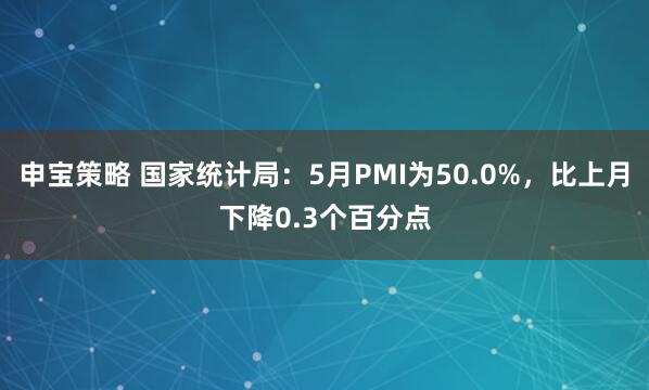 申宝策略 国家统计局：5月PMI为50.0%，比上月下降0.3个百分点