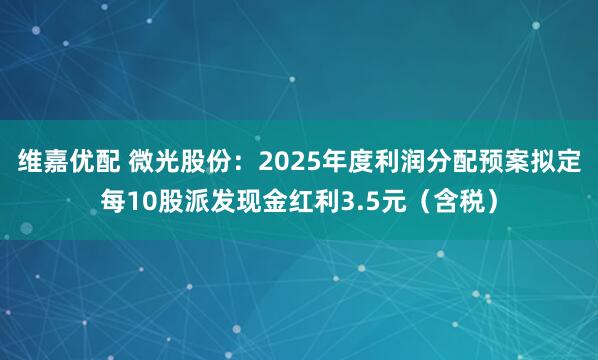 维嘉优配 微光股份：2025年度利润分配预案拟定每10股派发现金红利3.5元（含税）